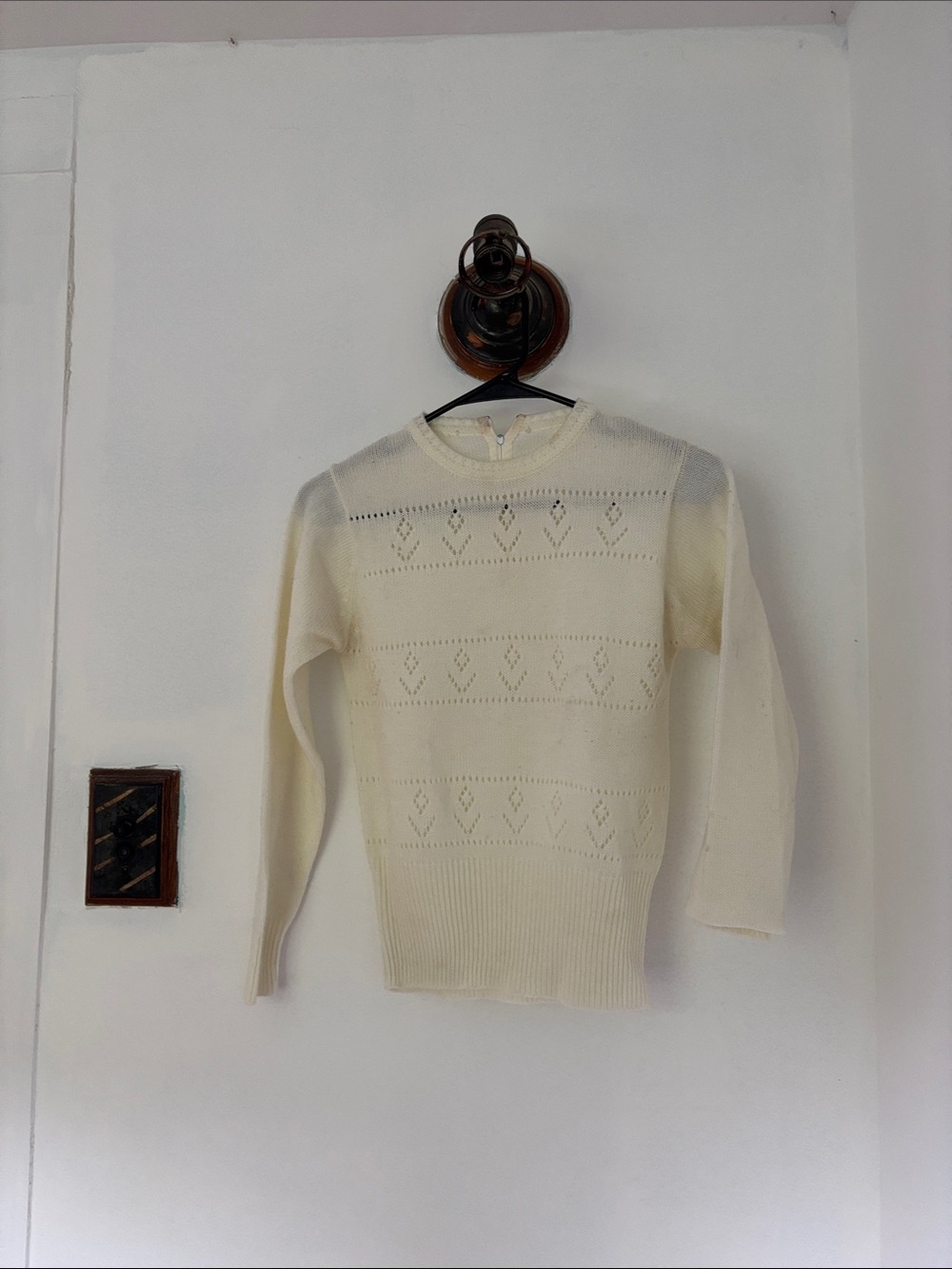 Women's Cream Knit Patterned Sweater